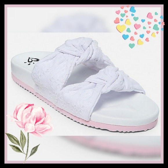 Justice Other - New! Justice Eyelet Knot Slide Sandals Sz. 7
